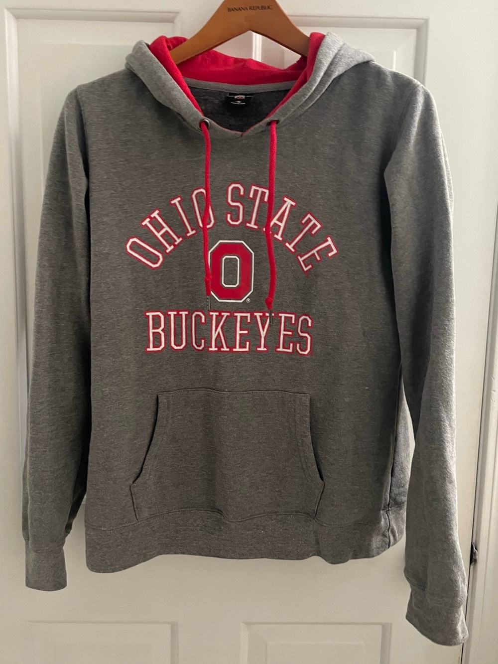Ohio State University OSU Gray Red Logo Athletic Hoodie Pullover Women's M